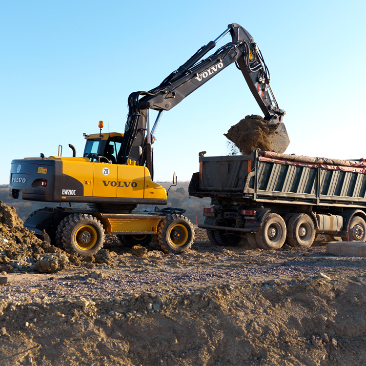 Wheeled excavator with dumper