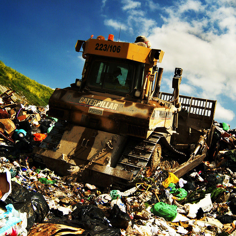 Dozer on waste site