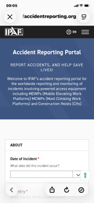 IPAF Accident Reporting Portal